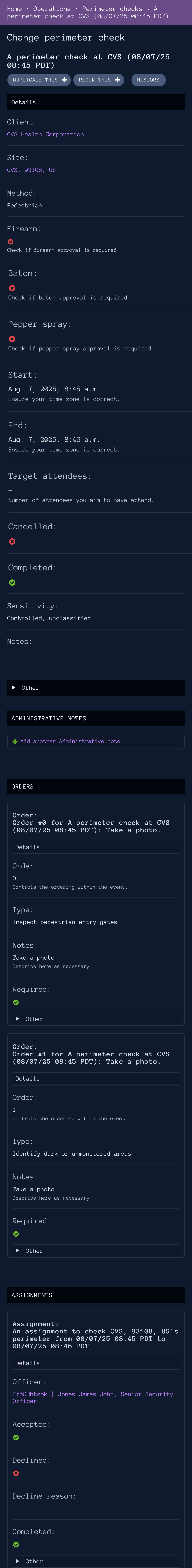 Operations dashboard scroll demo