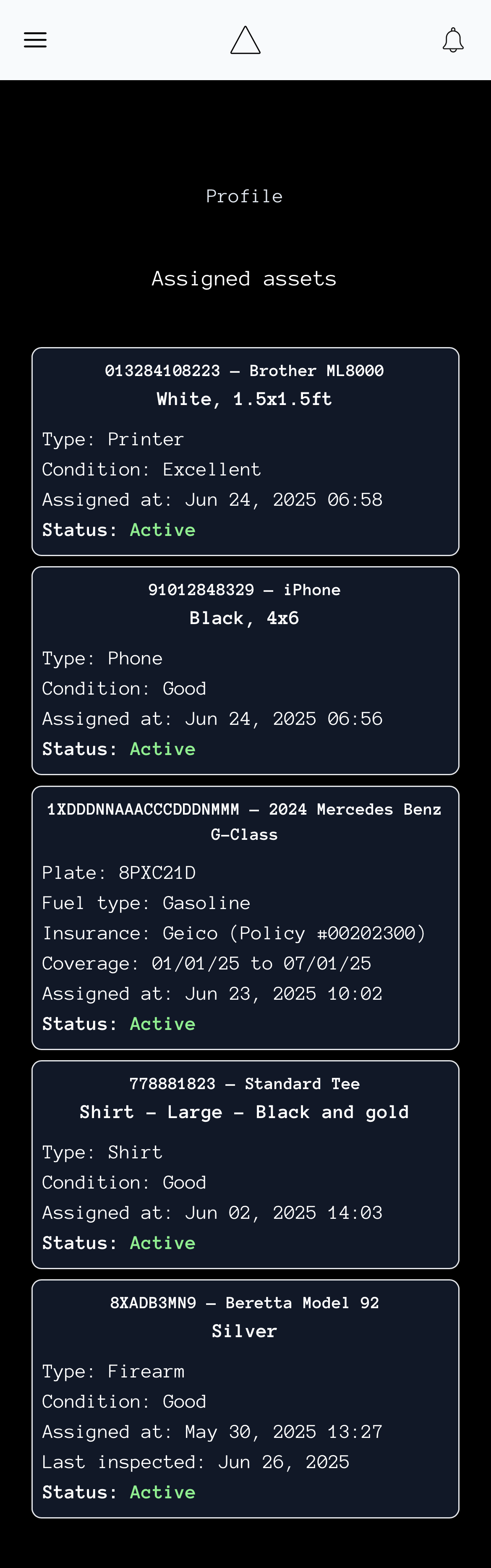 User asset list scroll demo