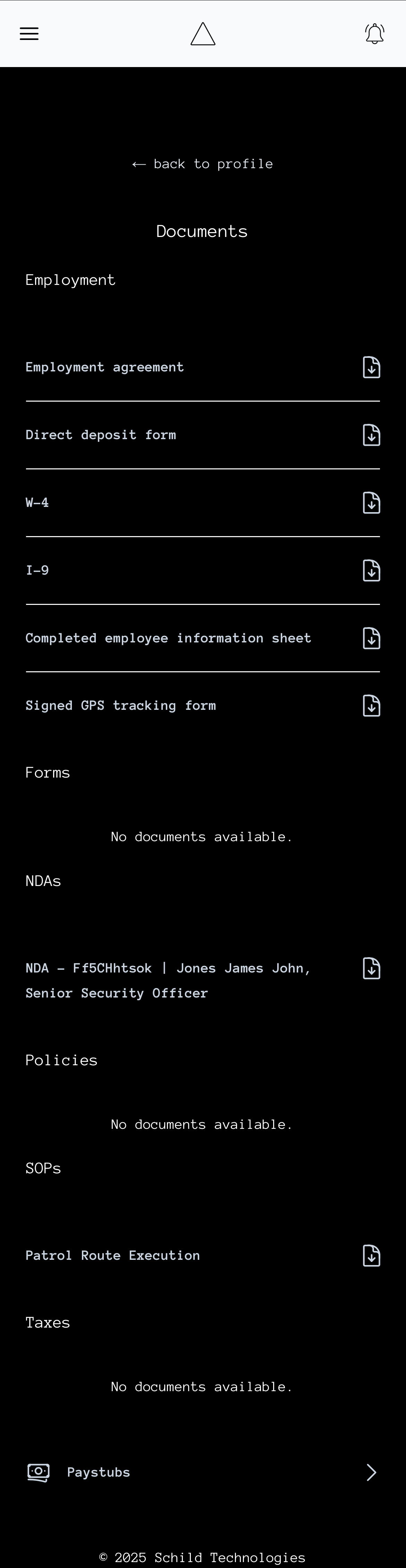 Employee document portal scroll demo