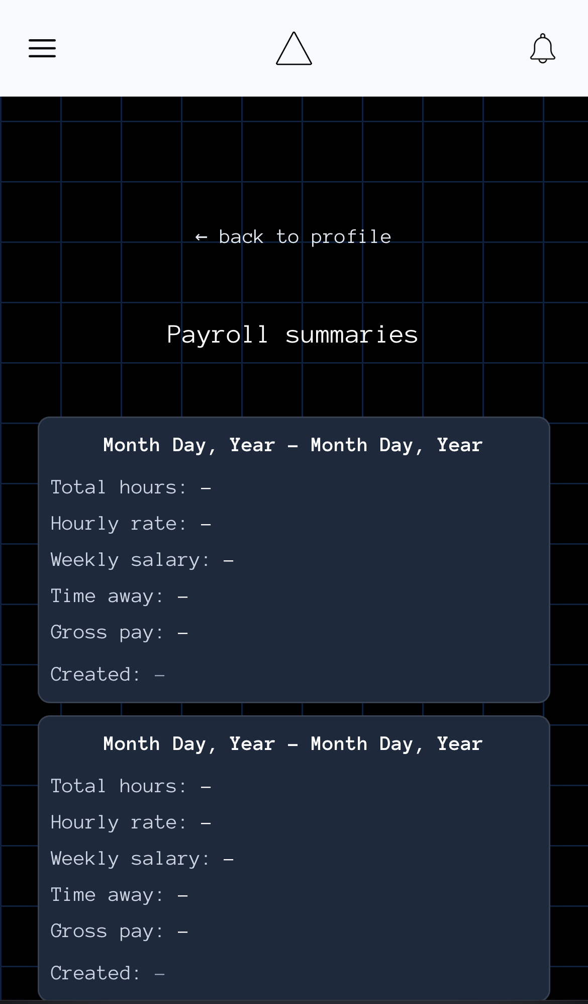 Payroll summaries view