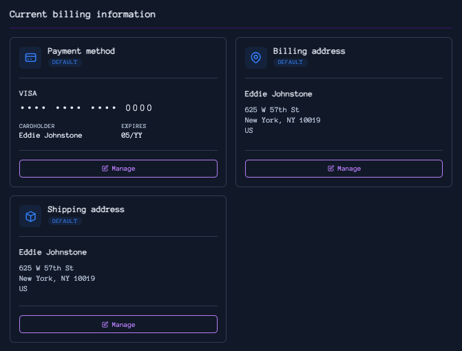 Current billing information